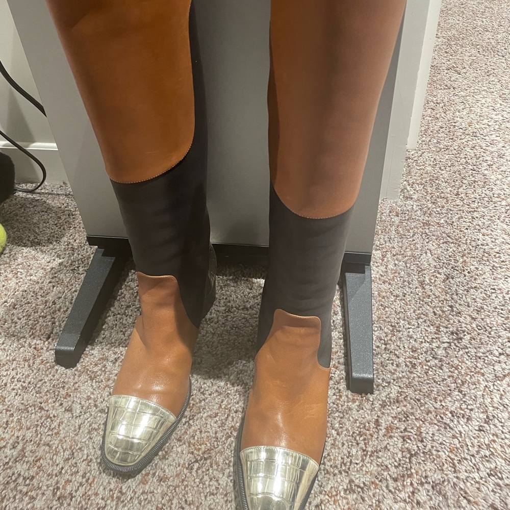 Christian louboutin brown black silver mosaic one boots 37.5